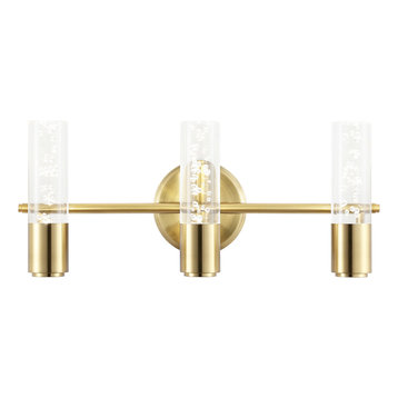 Bolha 18" 3-Light Modern Acrylic/Iron Integrated LED Vanity Light, Brass Gold