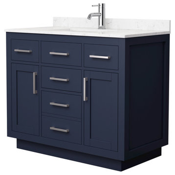 Beckett TK 42" Dark Blue Single Vanity, Cultured Top, Nickel Trim