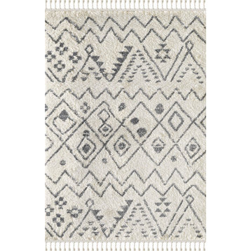 Abani Willow Moroccan Tribal Print Black And Ivory Area Rug, 5'3"x7'6"