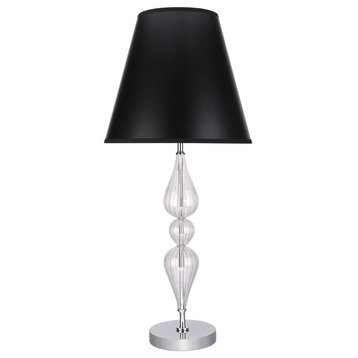 40088-1, 29" High Metal & Glass Table Lamp, Clear Colored Glass