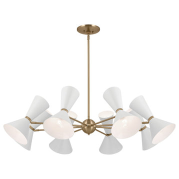 Phix 16 Light Chandelier 1 Tier Large, Champagne Bronze and White