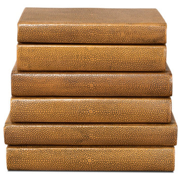 Shagreen Books Set Of 6 Tawny Brown
