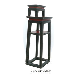 Chinese Black & Red Narrow Side Table Stand - Furniture