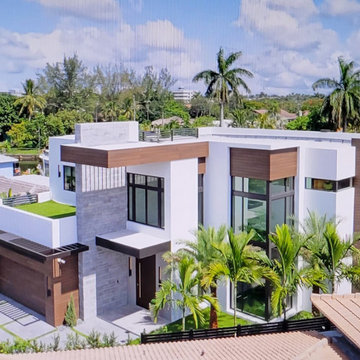 Final Construction Private Waterfront Custom Home in Boca Raton
