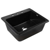 Jackson Matte Black Fireclay 25" Single Bowl Drop-In Kitchen Sink with 3 Holes
