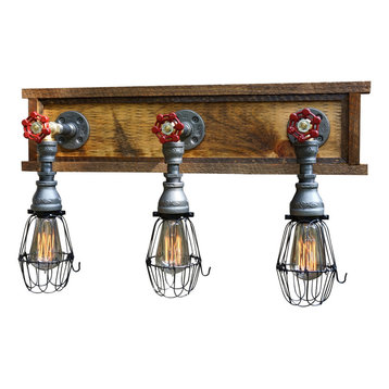 Early Country Vanity 3-Light W/Wire Cages