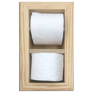 Bayshore Recessed Solid Wood Double Toilet Paper Holder 7 X 14.5, Unfinished
