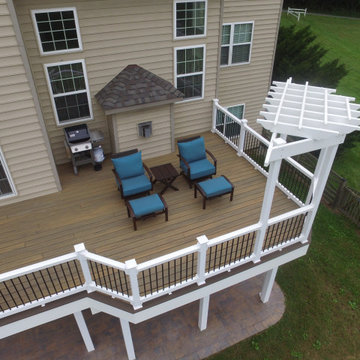 Custom TimberTech Tigerwood Deck with Pergola and Patio in Union Bridge MD