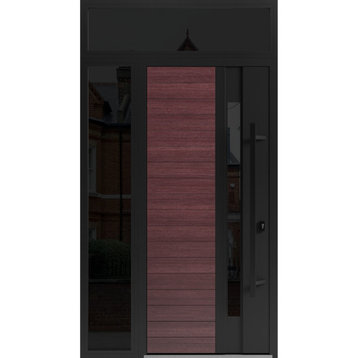 Exterior Prehung Door Ronex 02 Red Oak Side & Top Exterior Window Left Hand