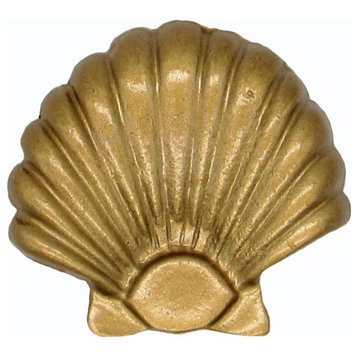 Seashell Cabinet Knob, Large, Lux Gold