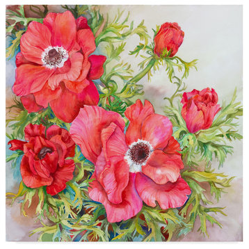 Joanne Porter 'Red Anemones' Canvas Art, 14"x14"