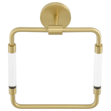 Verre Acrylic Square Towel Ring, Brushed Gold