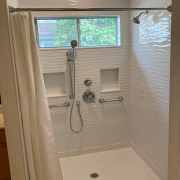MASTER BATHROOM - Conversion to Handicap Walk-In Shower with Wave Tile