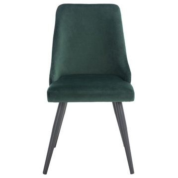 Karen Upholstered Dining Chair, Set of 2, Malachite Green/Black