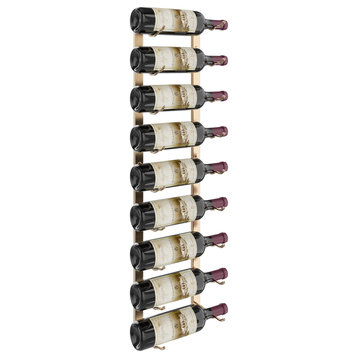 W Series Wine Rack 3 Wall Mounted Metal Bottle Storage, Golden Bronze, 9 Bottles