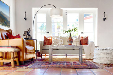 Design ideas for a mediterranean living room in San Diego.