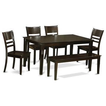 6-Pc Dining Room Set With Bench, Dining Table And 4 Ding Room Chairs And Bench