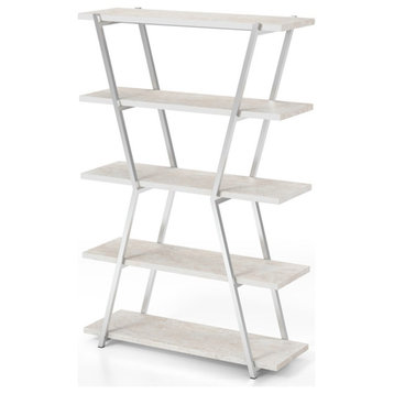 Bowery Hill Contemporary Metal 4-Shelf Bookcase in Chrome Finish