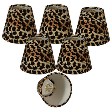 Royal Designs 5" Black/Brown Leopard Print Chandelier Lamp Shade, 3x5x4.5, 6-Pac