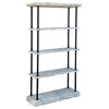 Iron Bars Wash White Wood Shelves Industrial Bookcase Display Cabinet Hcs7320
