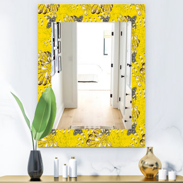 Designart Yellow Moods 6 Modern Frameless Wall Mirror, 24x32