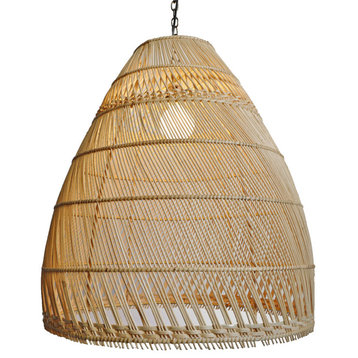 Natural Wicker Basket Bell Lantern Medium