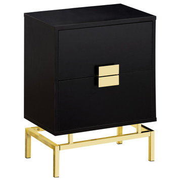 24" Gold And Black End Table With Two Drawers