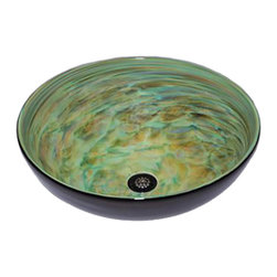 Suzanne Guttman - Glass Bathroom Sink | Aqua Green Vortex - Bathroom Sinks