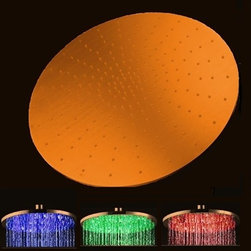 16" Gold Tone Round Color Changing LED Rain Shower Head - Showerheads And Body Sprays