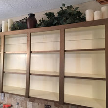 Out with the OLD and IN with the NEW. Faux Marble Kitchen Cupboards