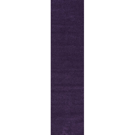 Haze Solid Low-Pile Runner Rug, Purple, 2 X 10