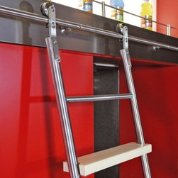 SL.6002.KL Rolling Library Ladder Stainless Steel Rail and High Performance Whee - Storage And Organization