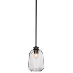 Toltec Lighting - Rocklin 1-Light Stem Hung Pendant, Matte Black/Smoke - Enhance your space with the Rocklin 1-Light Stem Hung Pendant. Installation is a breeze - simply connect it to a 120 volt power supply and enjoy. Achieve the perfect ambiance with its dimmable lighting feature (dimmer not included). This pendant is energy-efficient and LED-compatible, providing you with long-lasting illumination. It offers versatile lighting options, as it is compatible with standard medium base bulbs. The pendant's streamlined design, along with its durable glass shade, ensures even and delightful diffusion of light. Choose from multiple size, finish, and color variations to find the perfect match for your decor.