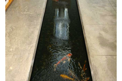 Inspiration for a large enclosed concrete floor living room remodel in San Francisco with gray walls
