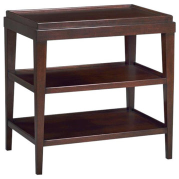 Side Table Lipped Top Hand-Rubbed Chocolate Dark Brown Acacia Wood