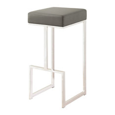 Coaster Home Furnishings - Contemporary Leatherette Bar Stool Chair With Chrome Base, Gray - Bar Stools and Counter Stools