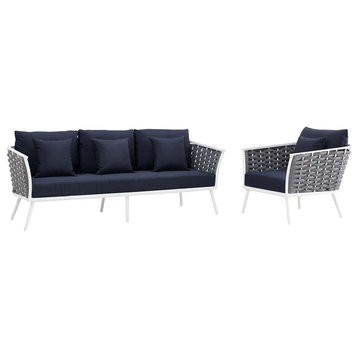Stance 2 Piece Outdoor Patio Aluminum Sectional Sofa Set