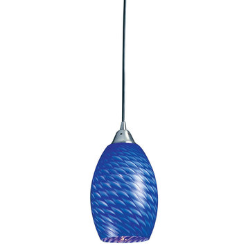 Mulinello 1-Light Pendant, Satin Nickel With Sapphire Glass