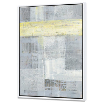Designart Patchwork Abstract I Modern Framed Canvas Art, White, 36x46