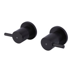 MEIR MATTE BLACK ROUND QUARTER-TURN WALL TOP ASSEMBLIES SKU: MW06 - Bathroom Sink Taps