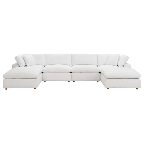 Commix Down Filled Overstuffed 6-Piece Sectional Sofa, Pure White