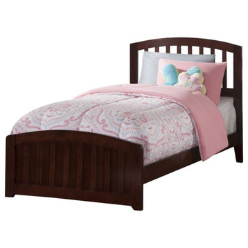 AFI Richmond Twin Solid Wood Bed with Footboard and USB Charger in Walnut