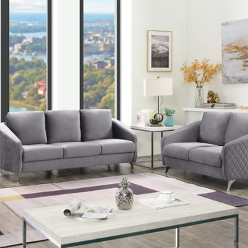 Sofia 77.5" Velvet Fabric Sofa Loveseat Living Room Set