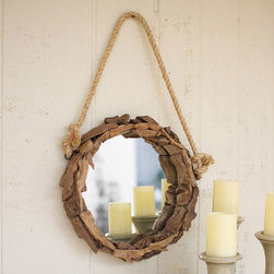 Hanging Rope & Driftwood Wall Mirror - Wall Mirrors
