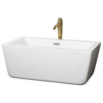 Wyndham Collection Laura 58.75" Acrylic Freestanding Bathtub in White/Gold
