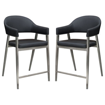 Adele 2 Counter Height Chairs, Black