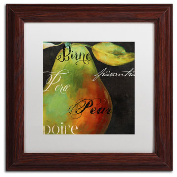 Color Bakery 'Painted Pear I' Art, Wood Frame, White Matte, 11"x11"