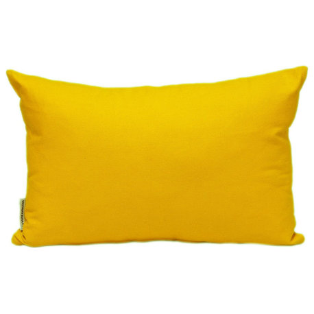 Parkland Collection Transitional Solid Yellow 18" x 12" Pillow