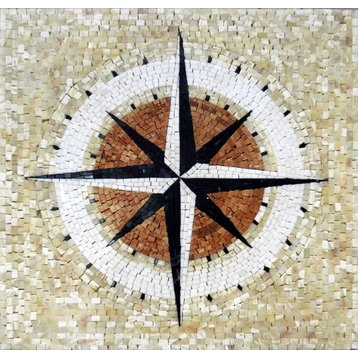 Nautical Marble Mosaic - Hiron, 24"x24"