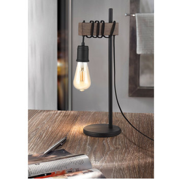 Violon 1 Light Table Lamp, Black and Dark Brown